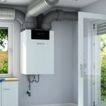 Kontrollierte Wohnungslüftung Kunststoff Kanalsystem Buderus Einbausituation